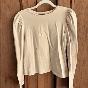 Suzy Shier Cream Beige Puff Sleeve Long Sleeve Top, sz small